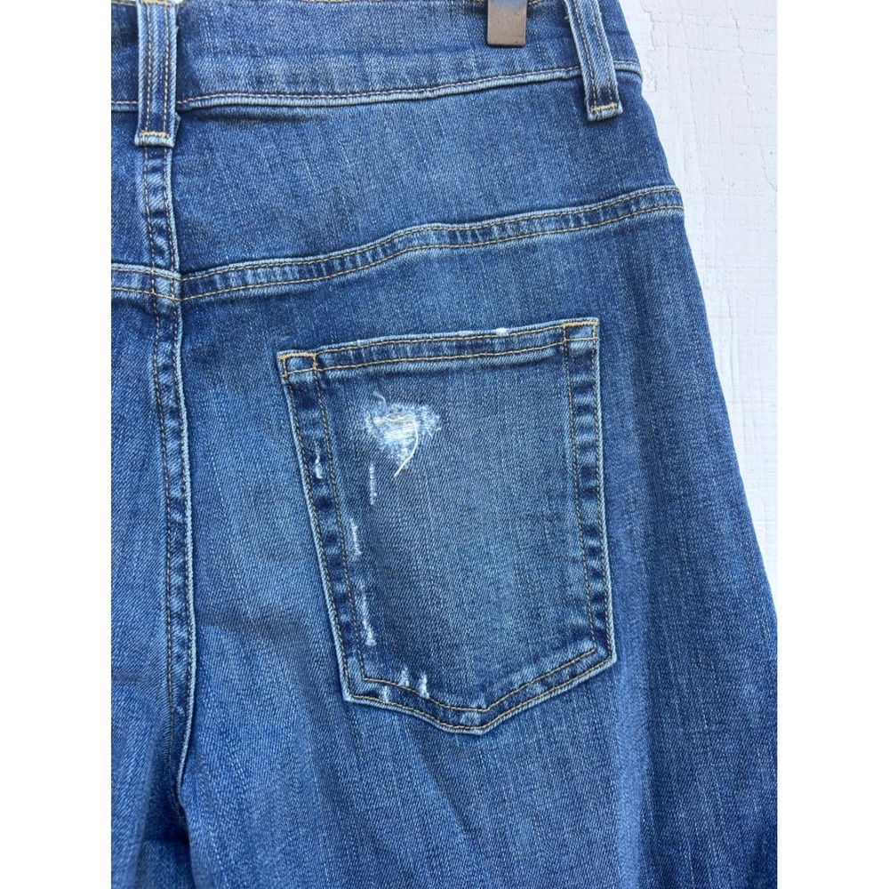 Nili Lotan London Women's Cropped Wide Leg Jeans Size 27 Distressed Denim - Picture 3 of 7